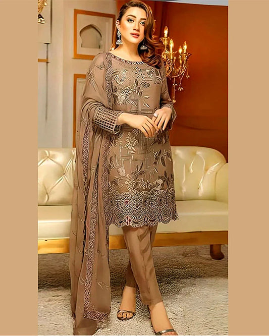 Lawn-3PC Embroidered with Chiffon Embroidered Dupatta-1033