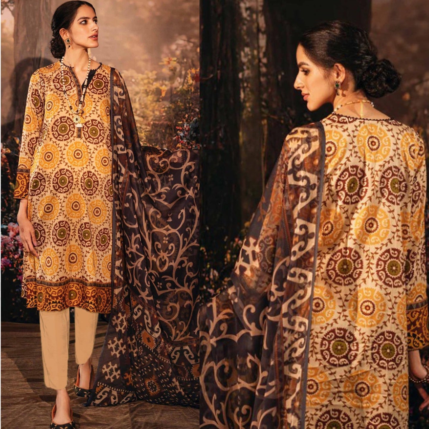 Nishat 3PC Lawn Printed With Printed Voile Dupatta-754