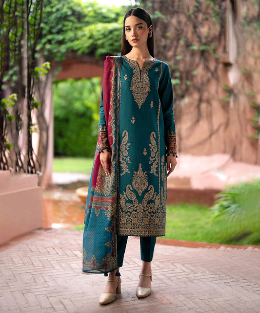 Jazmin Dhanak 3PC Embroidered With Digital Printed Wool Shawl-286